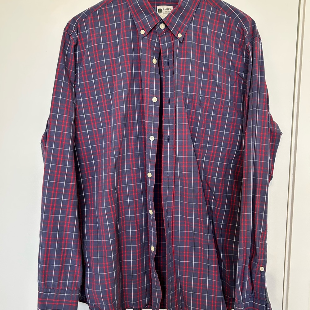 J. Crew Red and Blue Plaid Casual Shirt